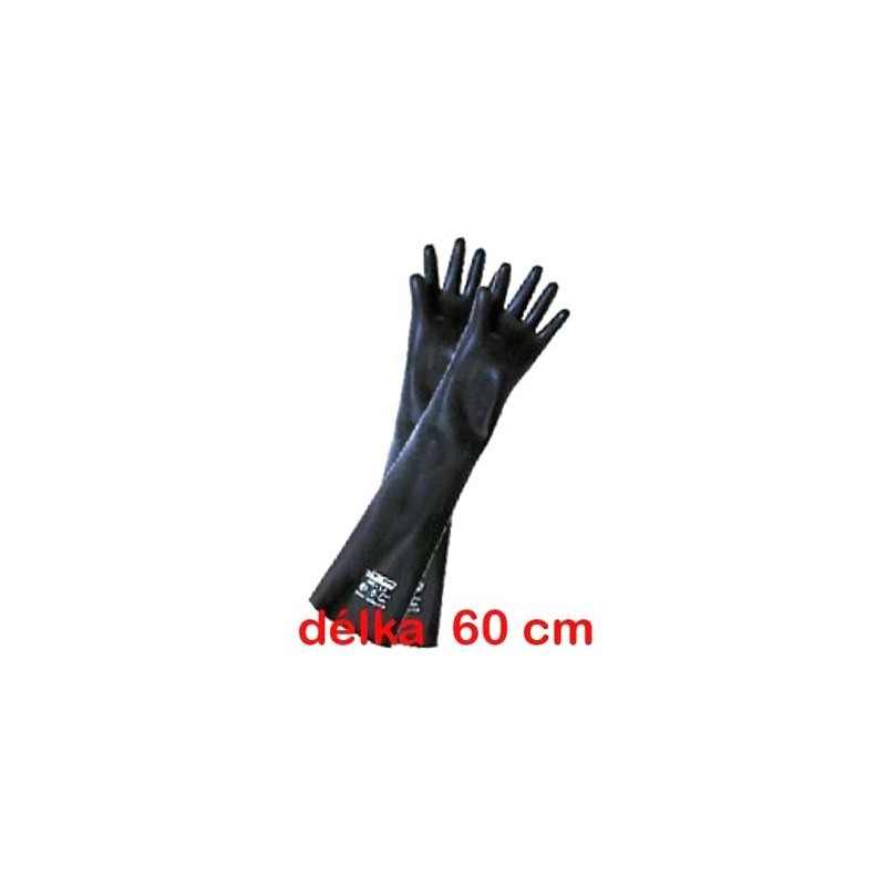 Rukavice gumové technické Vulkan RT 600/1,5 mm dlouhé - černé