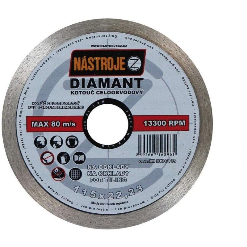 Kotouč diamantový 115x1,6x22 mm celoobvodový na obklady