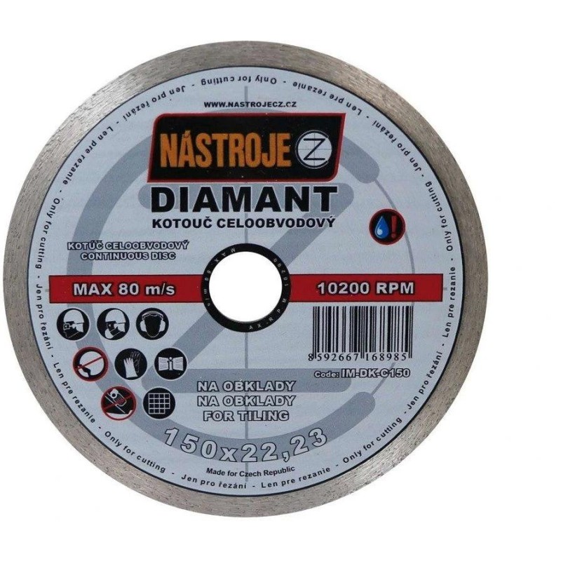 Kotouč diamantový 180x1,6x22 mm celoobvodový na obklady